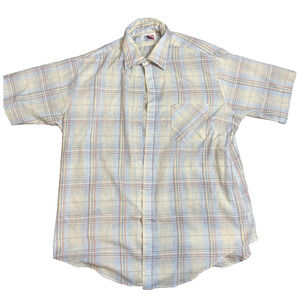 Vintage American Spirit Pastel Plaid Short Sleeve Button Up Shirt USA